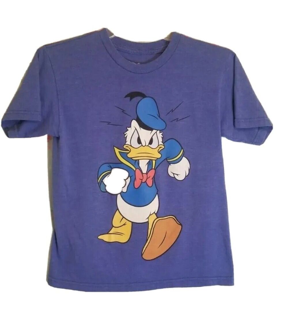 Kid's Disney Grumpy Donald Duck Tee Royal Blue Soft Material Youth Size Medium
